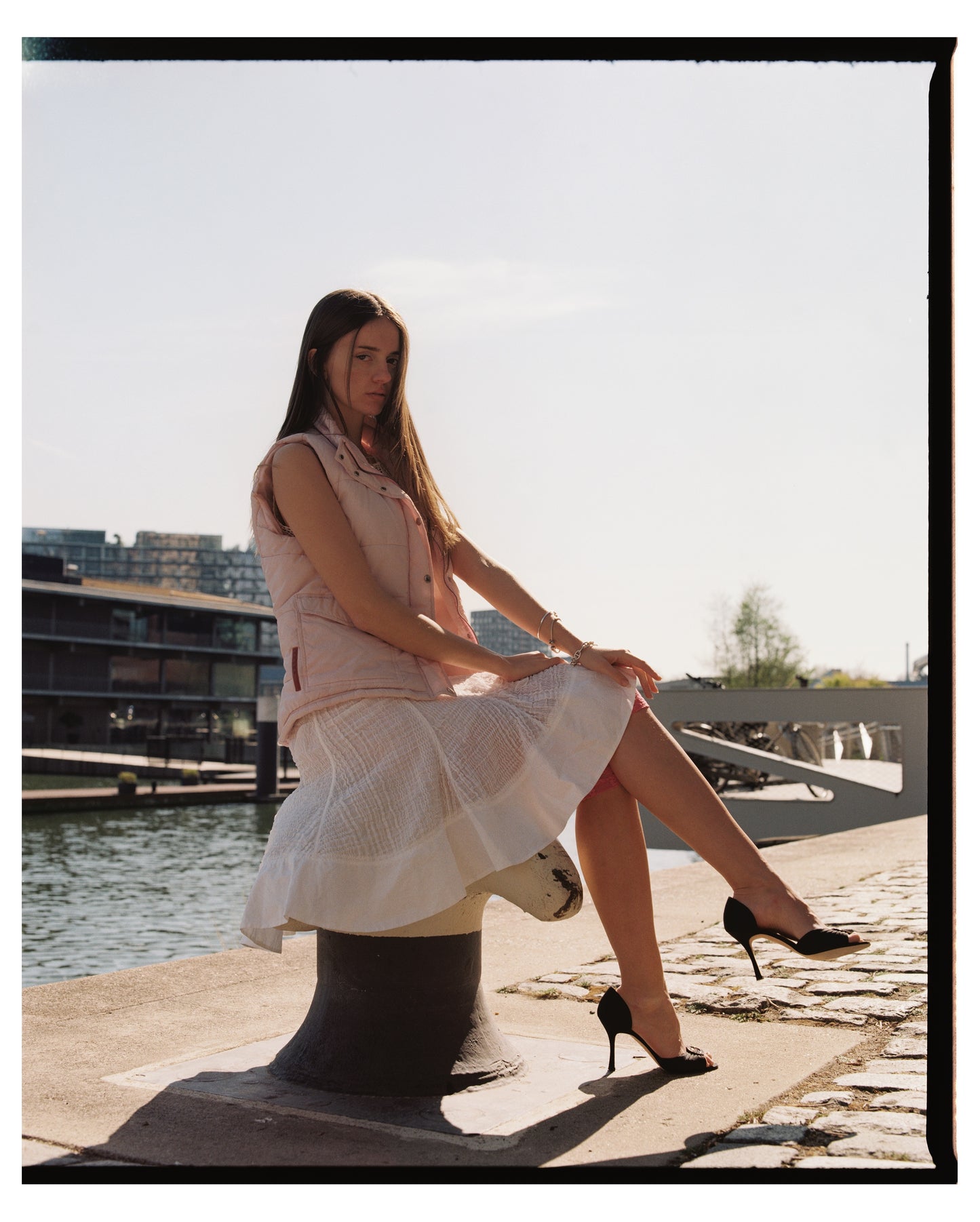Prada white ruffled cotton skirt