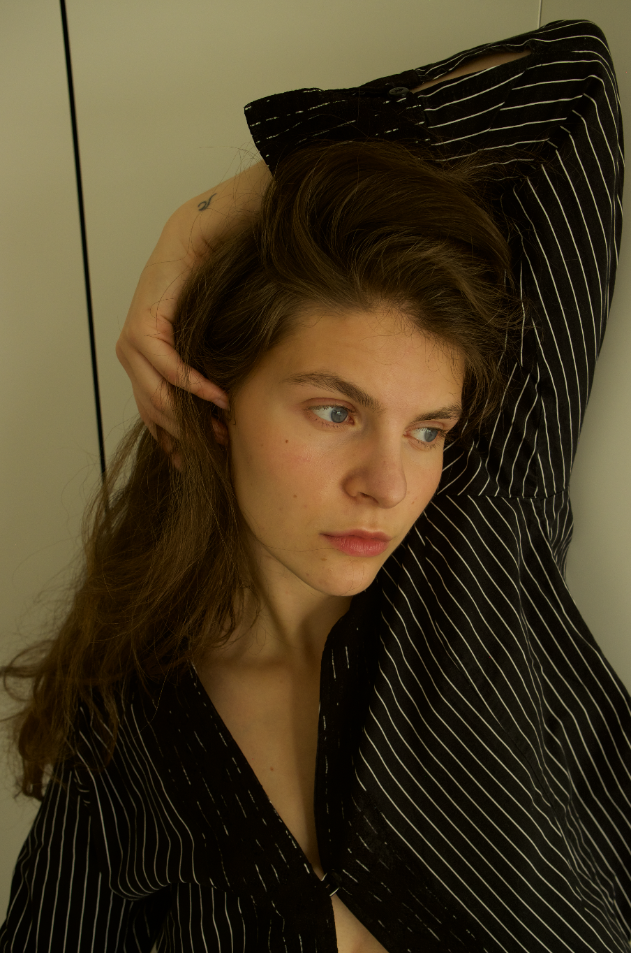 Vintage single button striped shirt