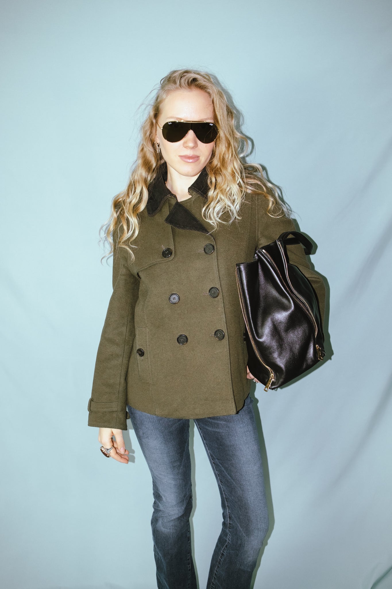Barbour khaki cashmere blend wool coat