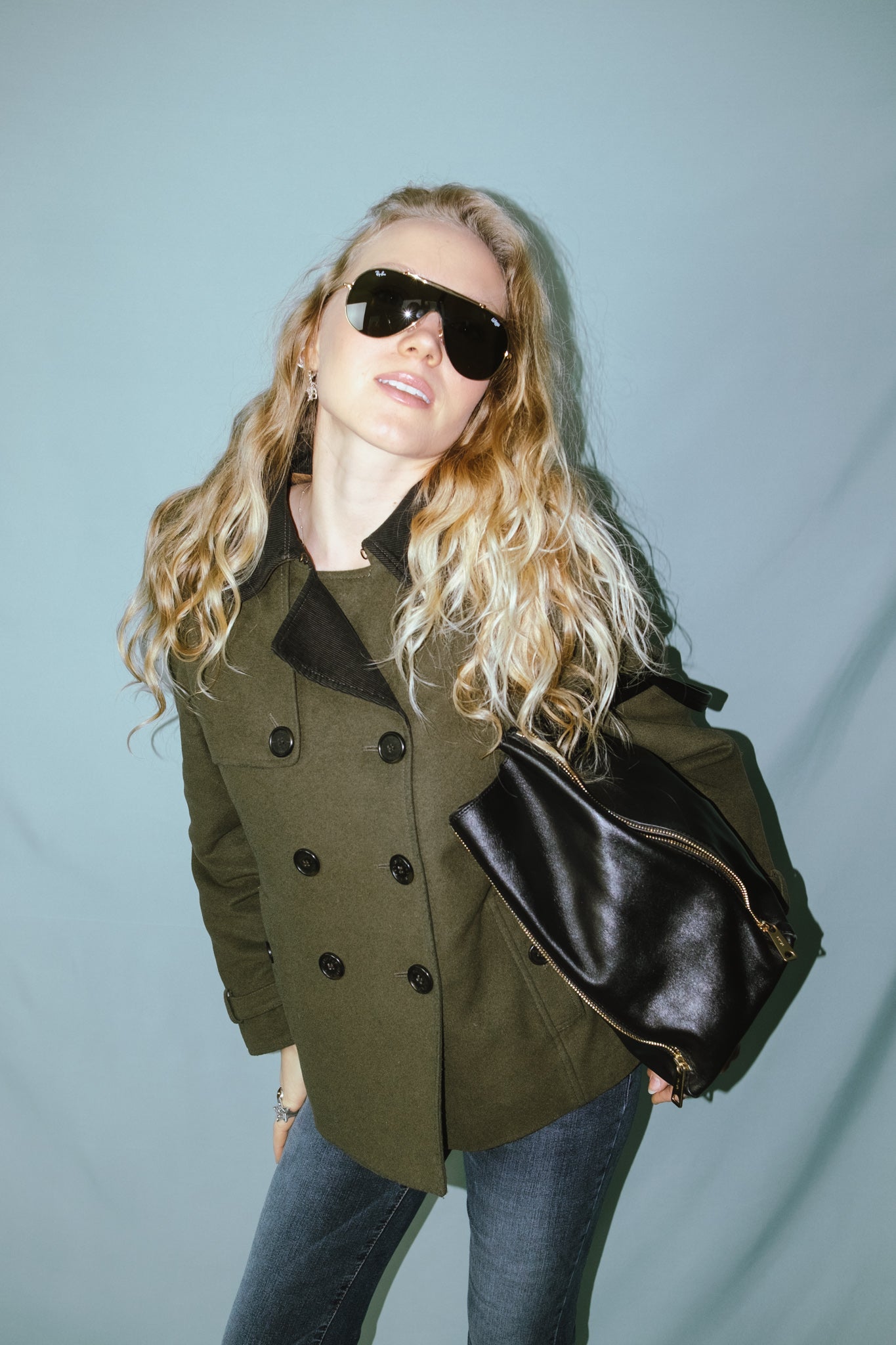 Barbour khaki cashmere blend wool coat