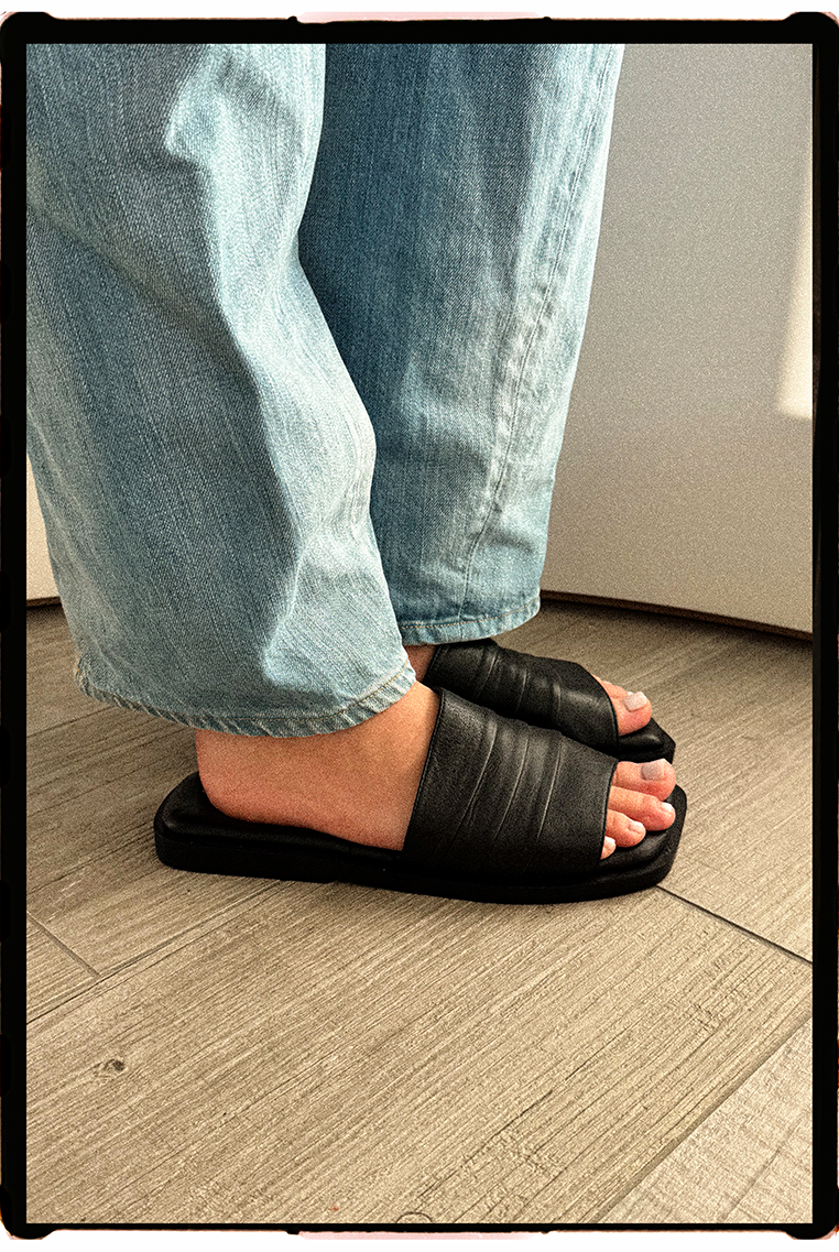 Square toe leather sandals
