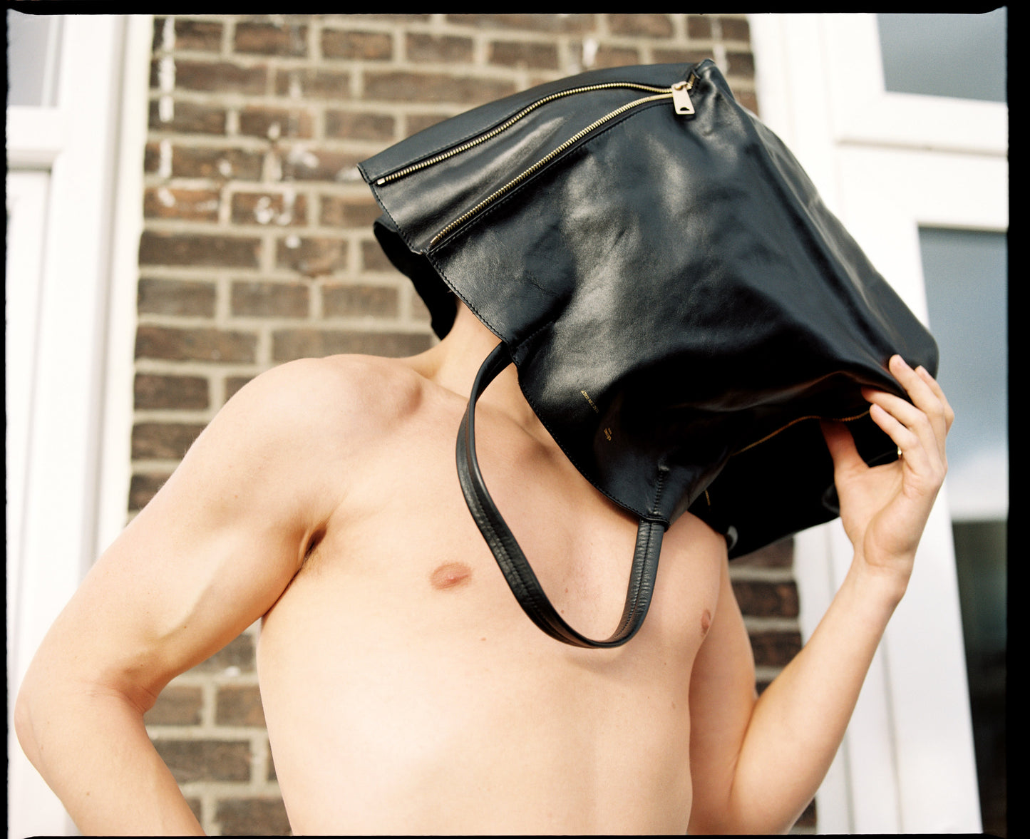 Celine by Phoebe Philo horizontal Cabas tote in black leather with gold hardware