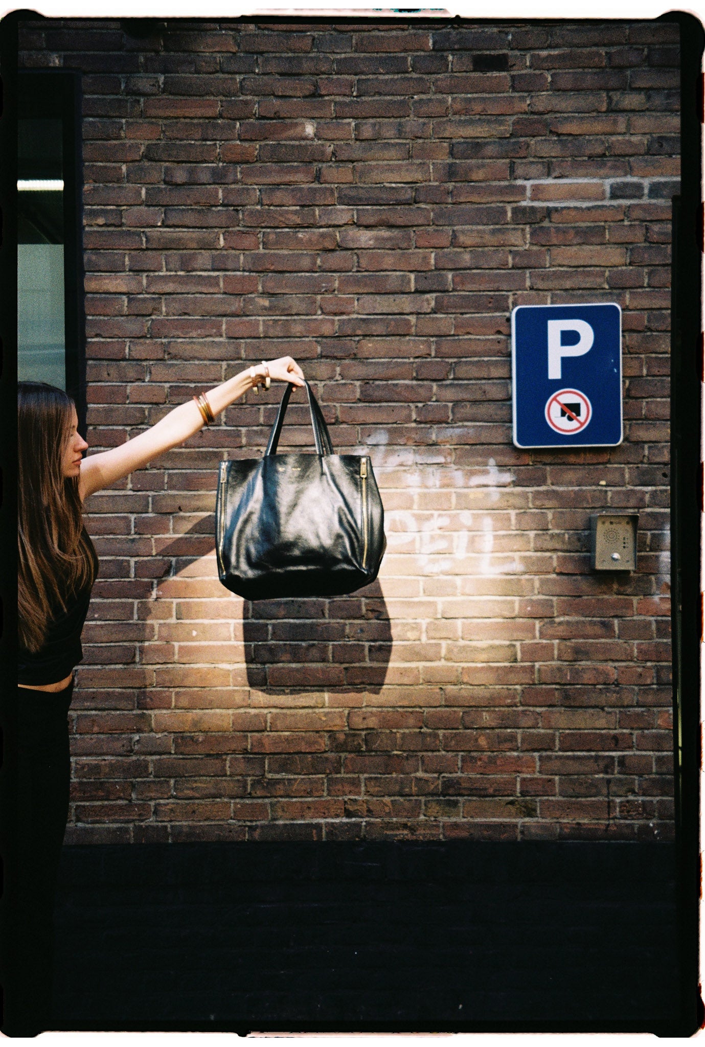 Celine by Phoebe Philo horizontal Cabas tote in black leather with gold hardware