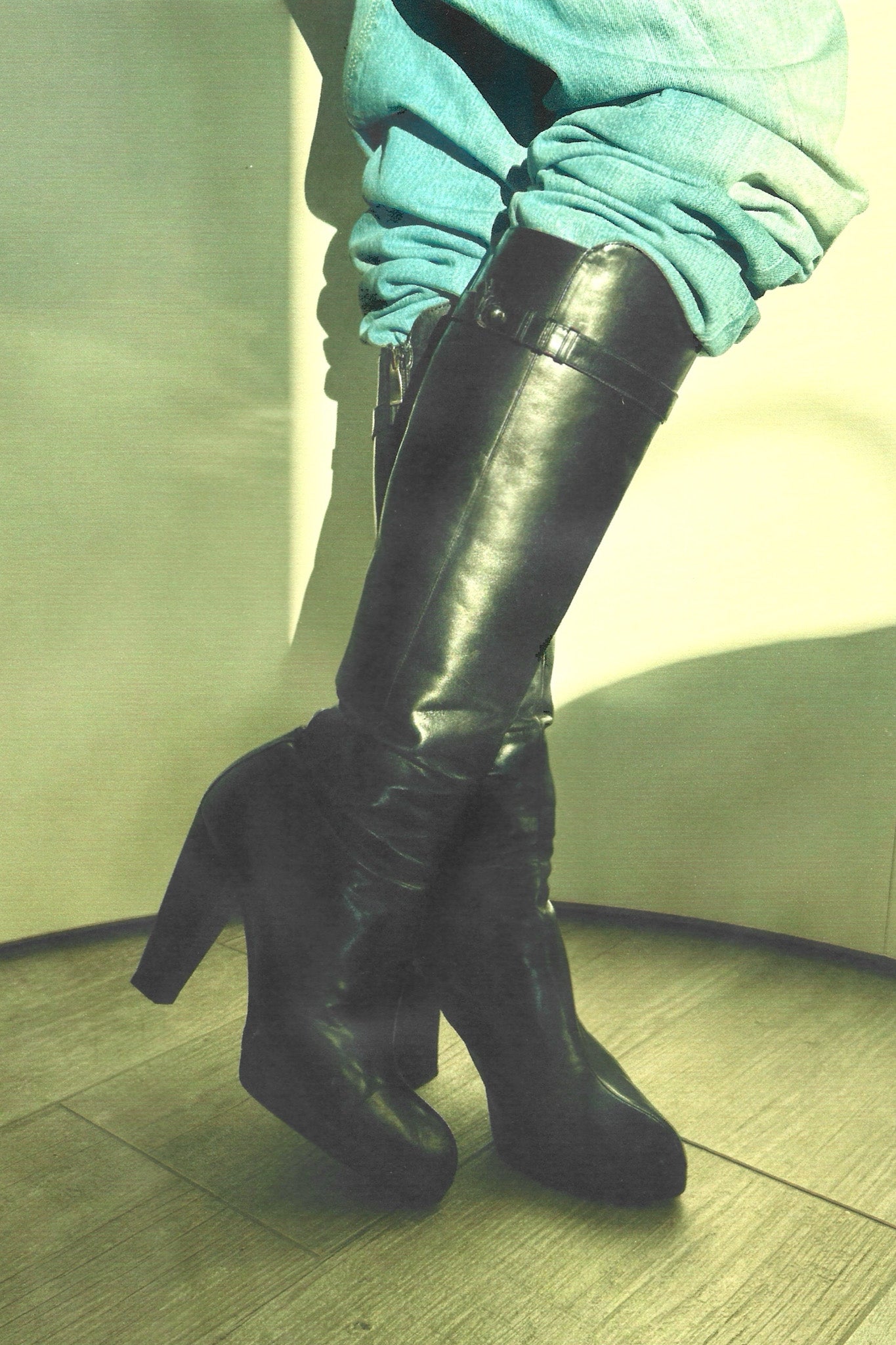 GIANFRANCO FERRÉ BLACK KNEE-HIGH LEATHER HEELED BOOTS