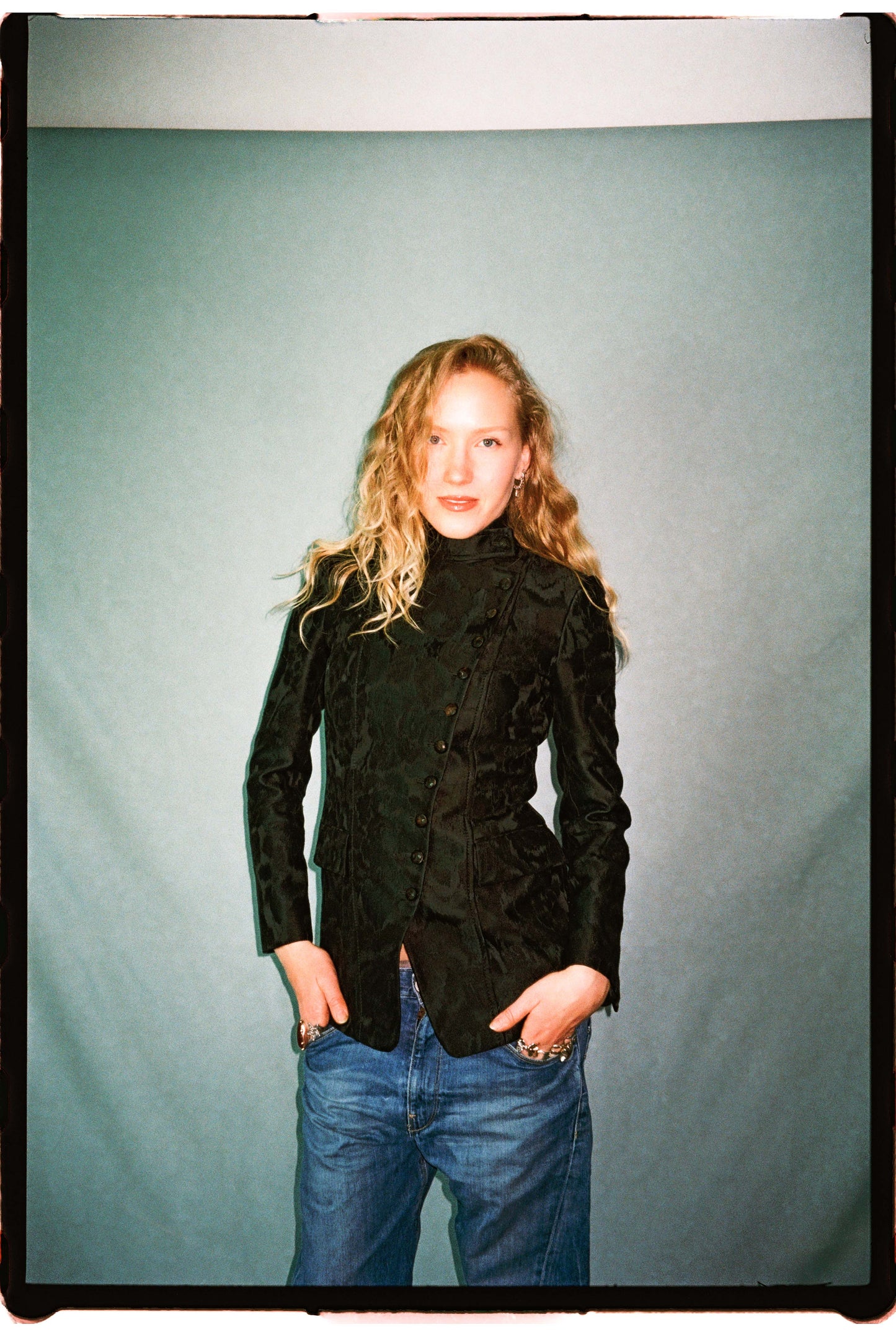 Gucci black jacquard wool blazer Frida Giannini 2012 embossed buttons horsebit detail