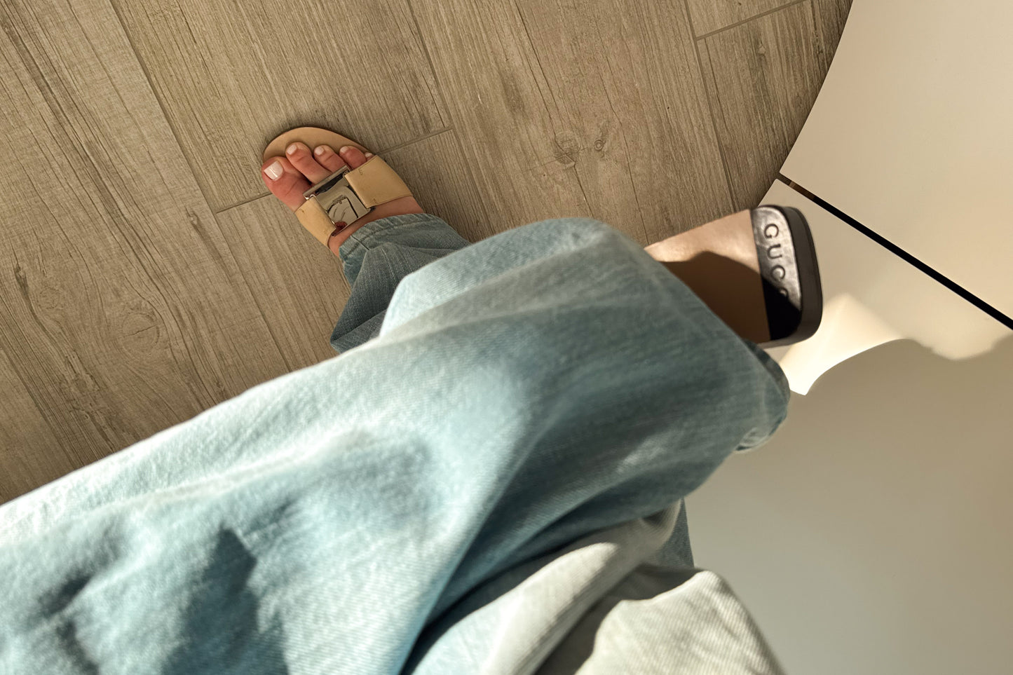 Vintage Gucci leather sandals with silver buckle