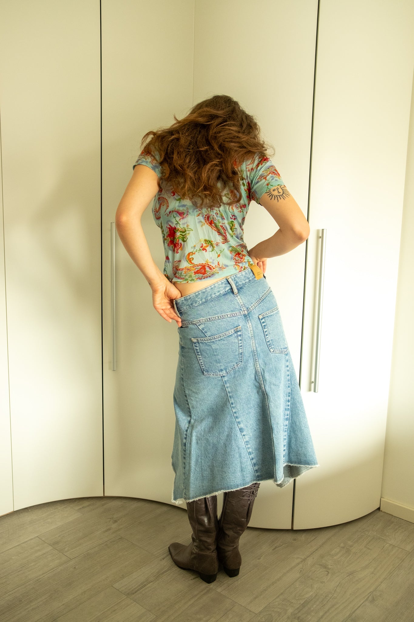 Isabel Marant asymmetrical high-waisted denim skirt, mid-calf length, size 38, brand new with tags