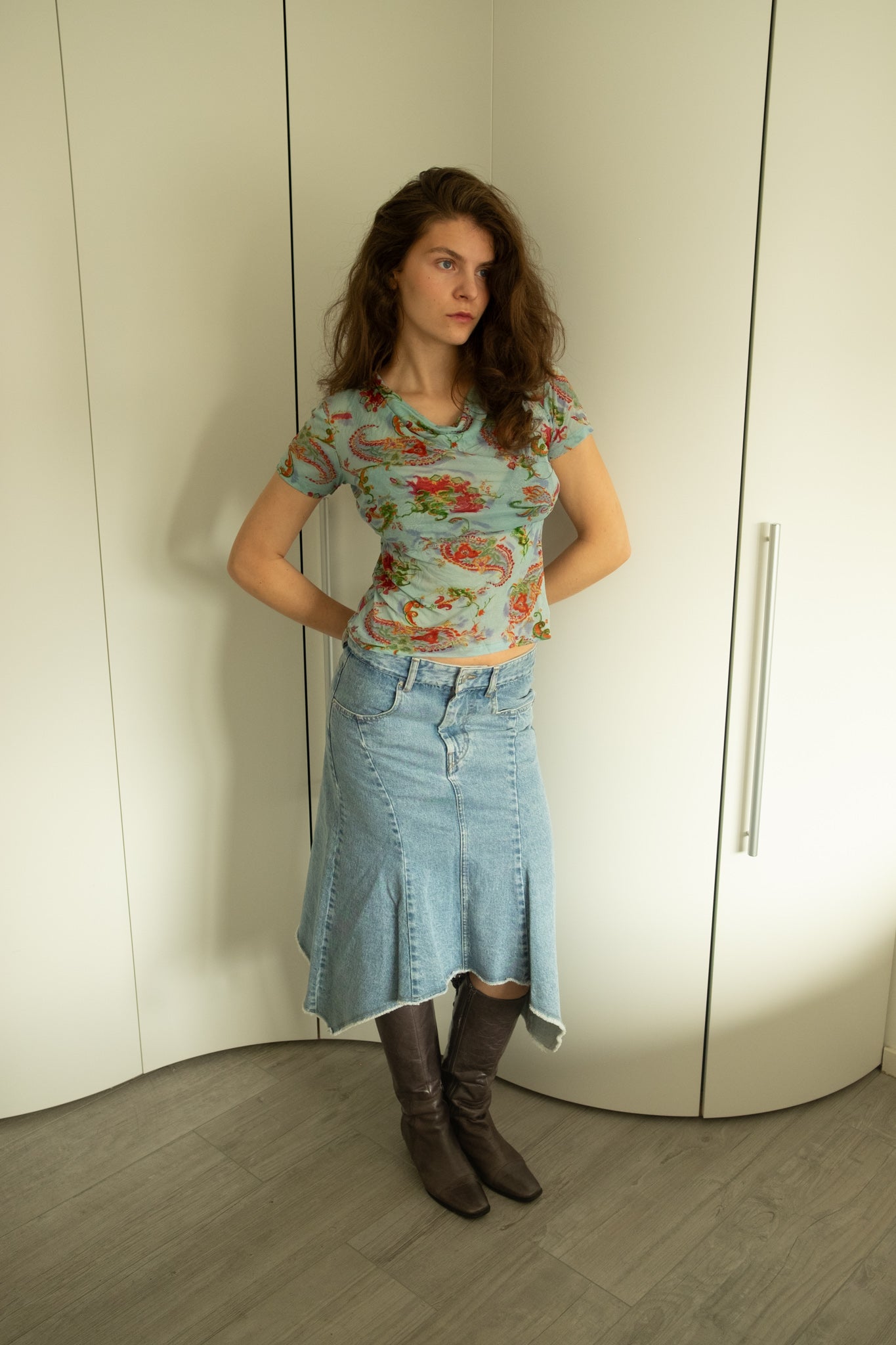 Isabel Marant asymmetrical high-waisted denim skirt, mid-calf length, size 38, brand new with tags