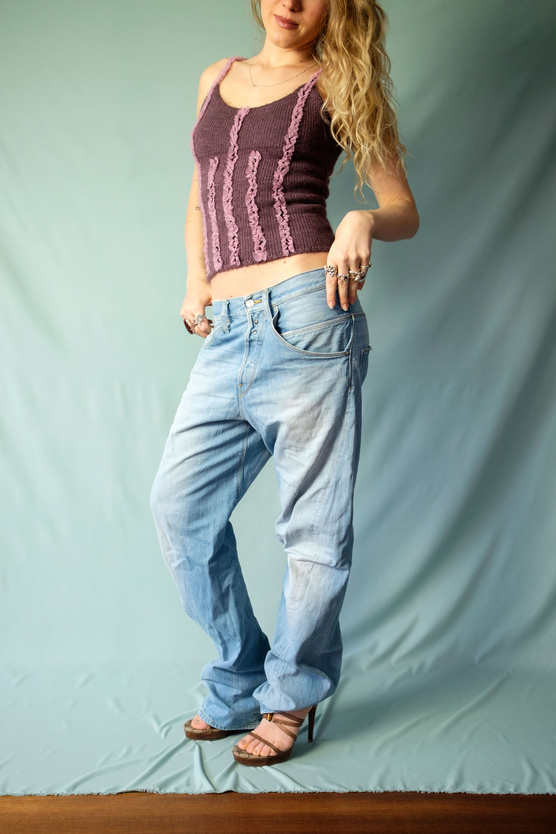 Levi's Engineered light wash jeans styled on model 90s vintage denim