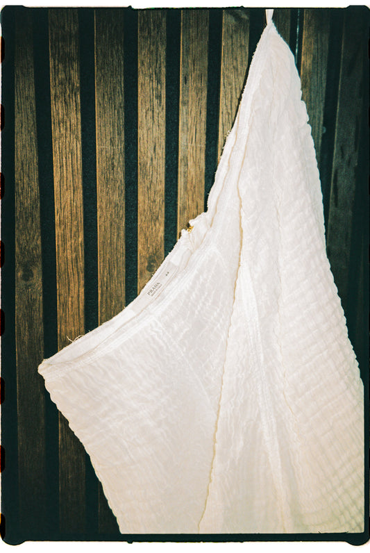 PRADA WHITE RUFFLED COTTON SKIRT