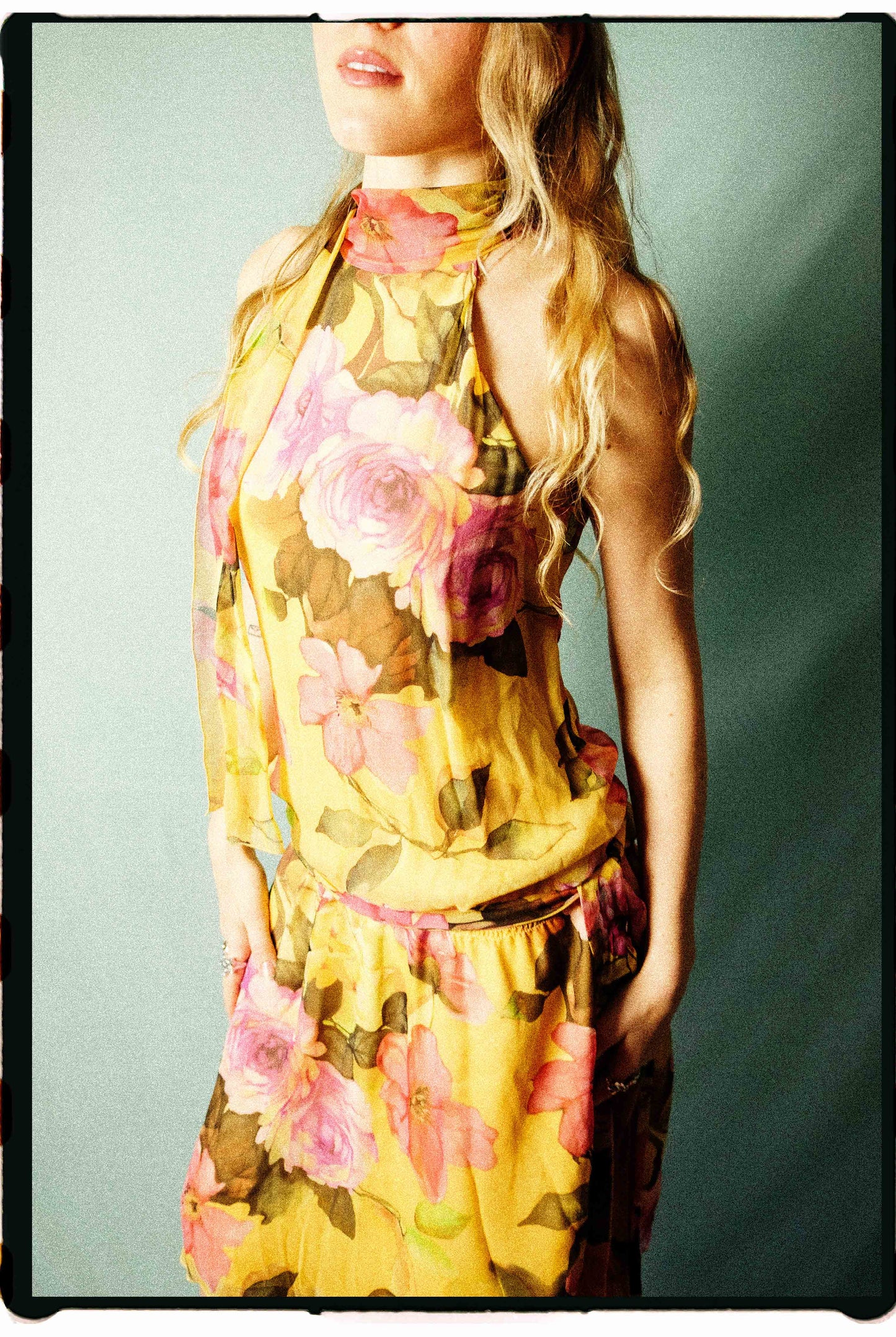 Renato Nucci Paris silk rose print midi dress