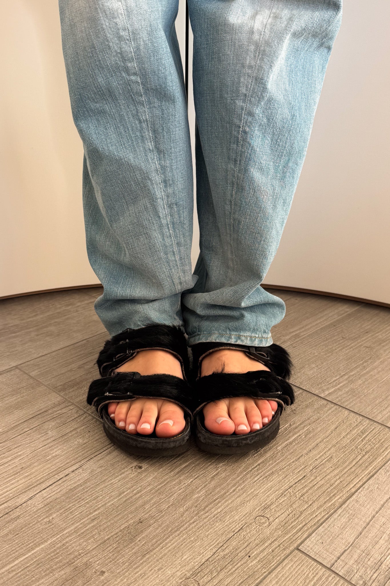 Rick Owens x Birkenstock pony hair fur Arizona sandals