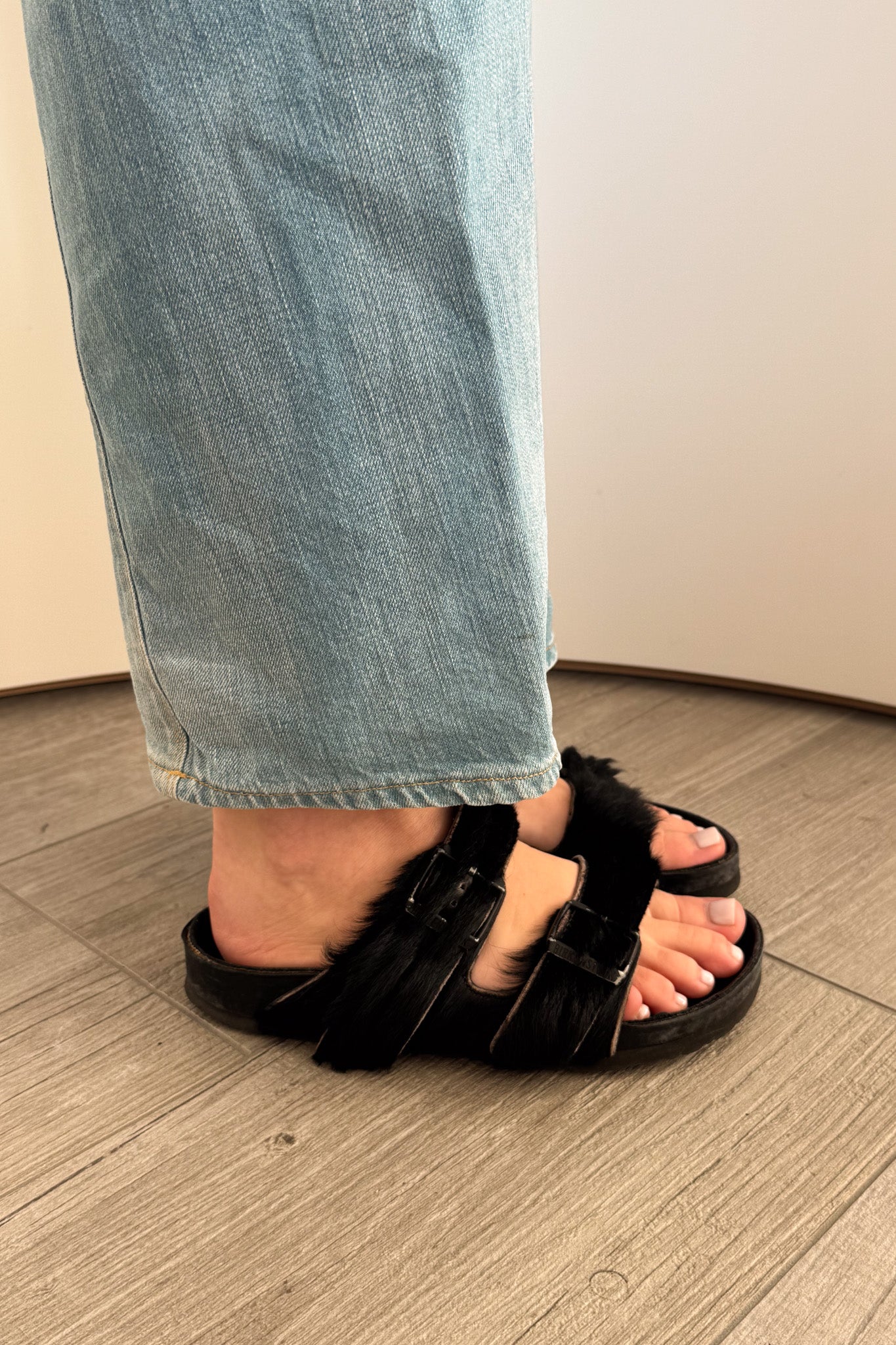 Rick Owens x Birkenstock pony hair fur Arizona sandals