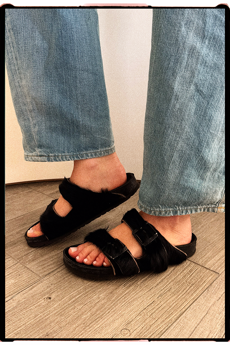 Rick Owens x Birkenstock pony hair fur Arizona sandals