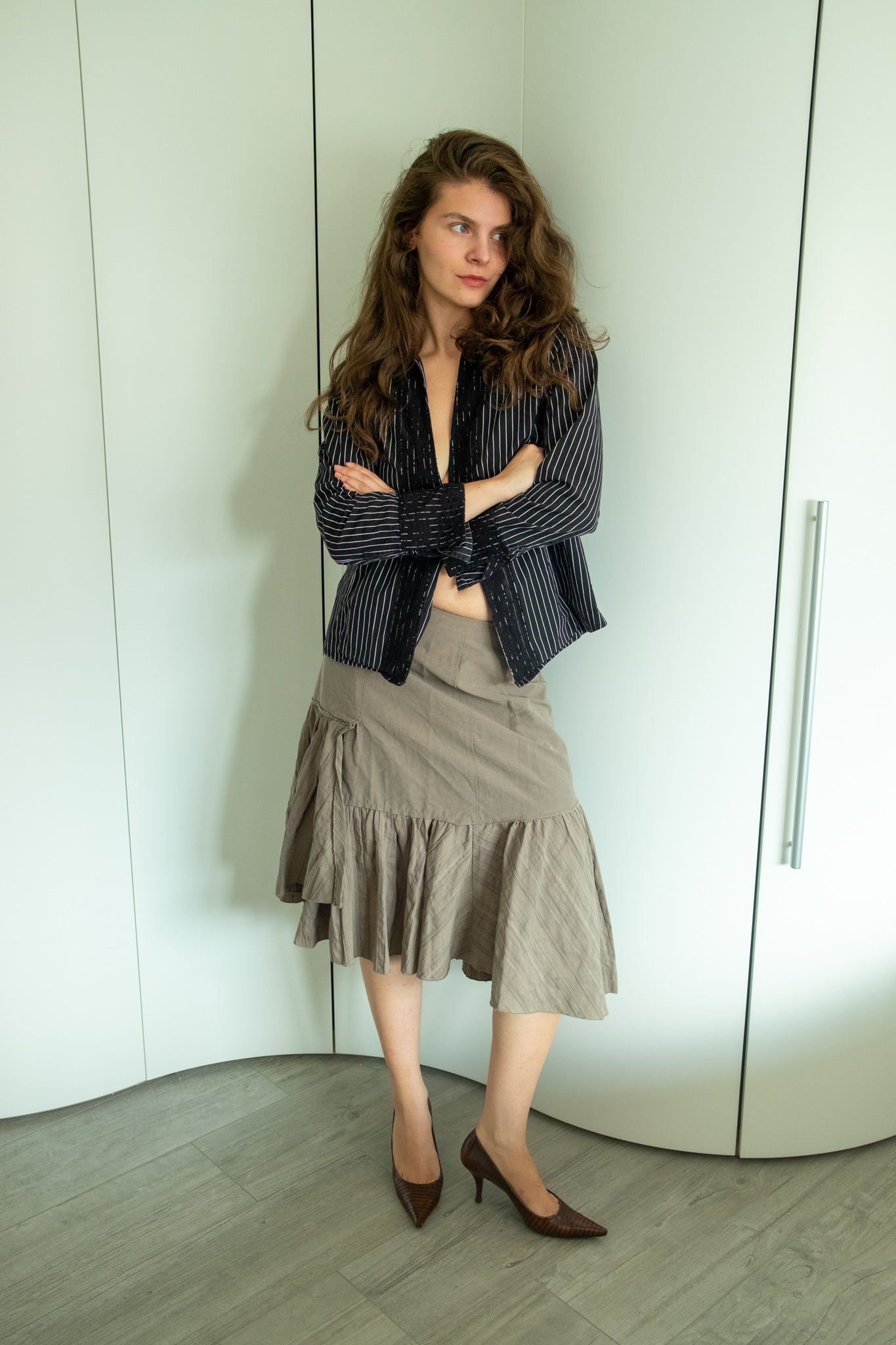 Vintage cotton skirt with side slit