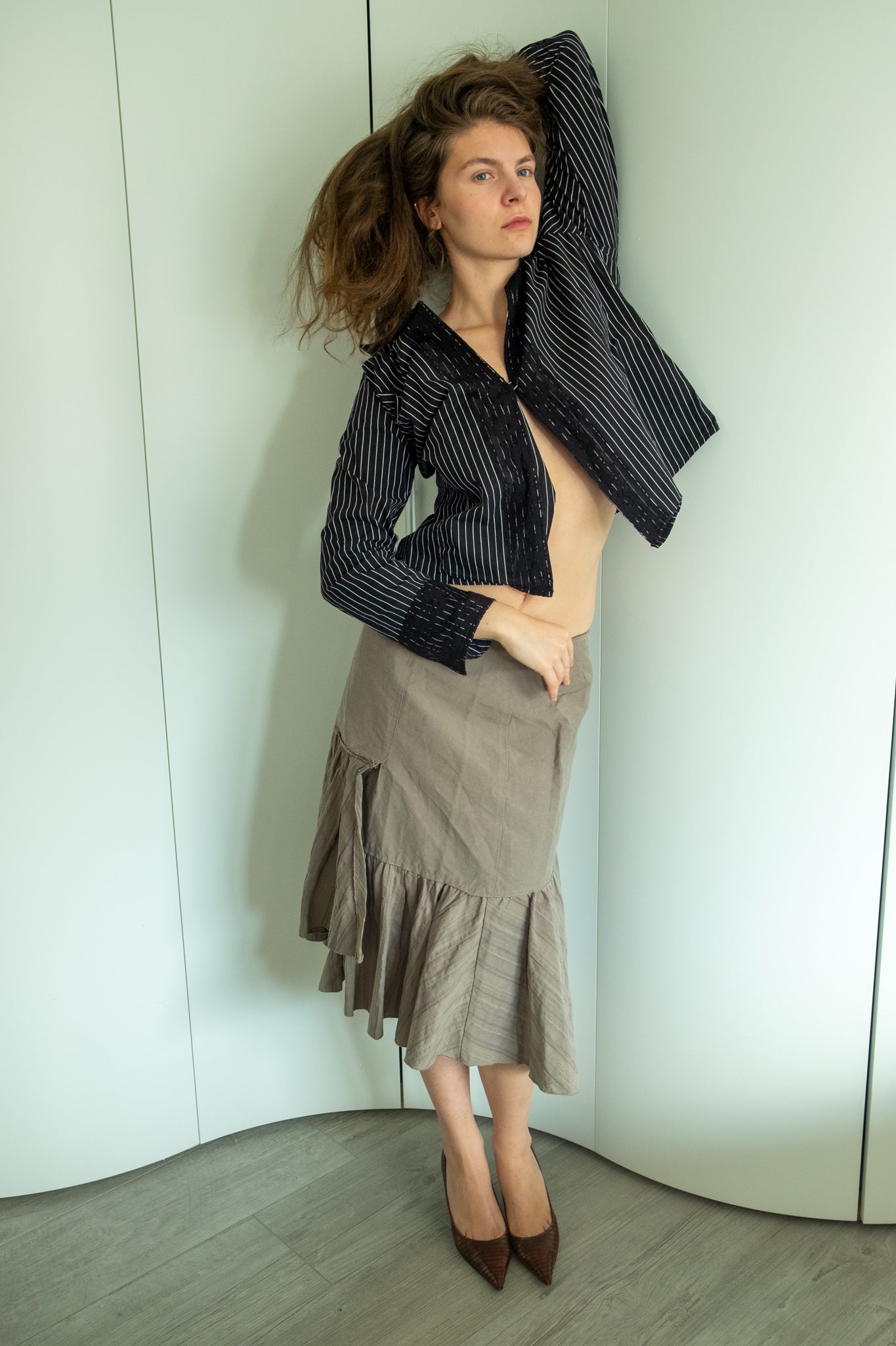 Vintage cotton skirt with side slit