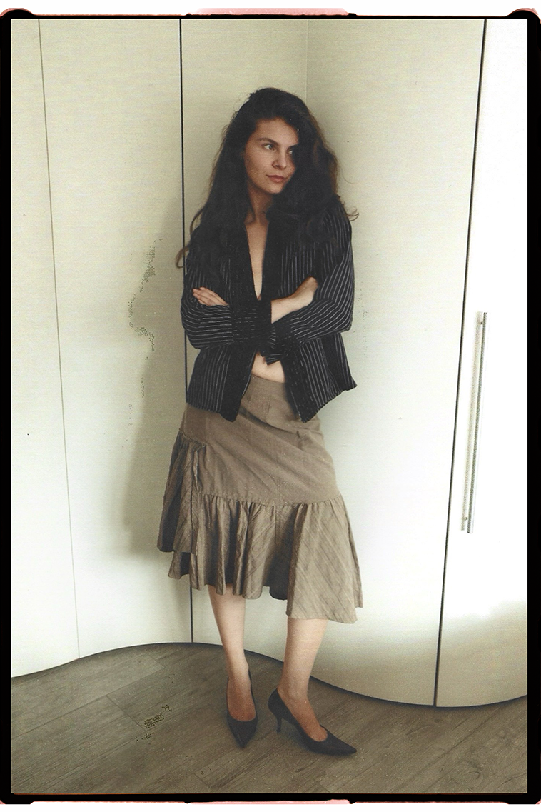 Vintage cotton skirt with side slit
