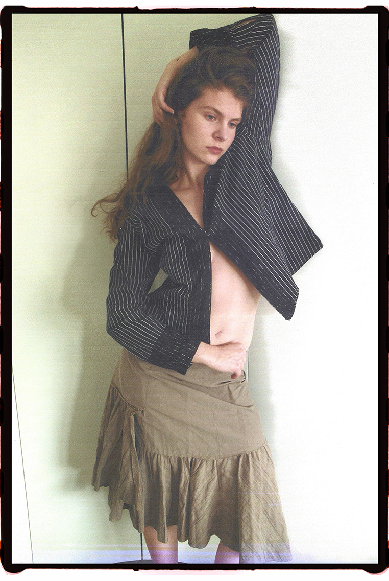 Vintage single button striped shirt
